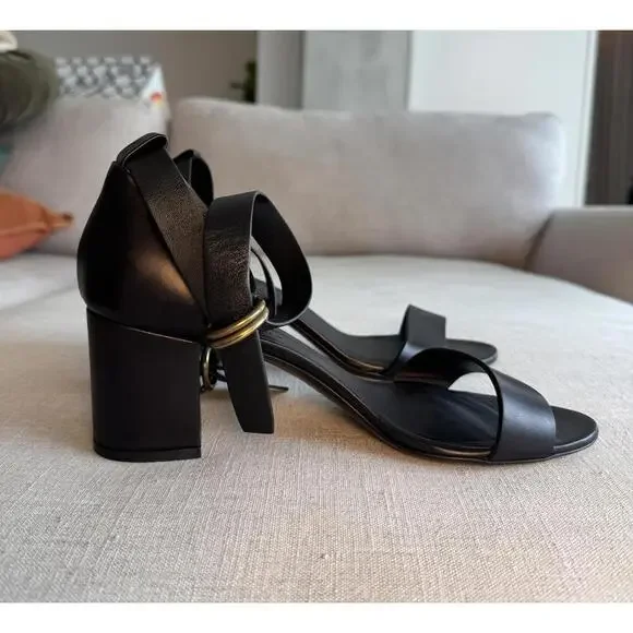 JENNI KAYNE - Black Leather Strap Block Heels Sandals - Size 39 EU 9 US - Picture 2 of 9